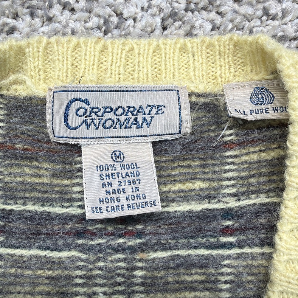 Vintage 90s Shetland 100% Pure Wool‎ Sweater Womens XL Corporate Woman - Picture 2 of 5